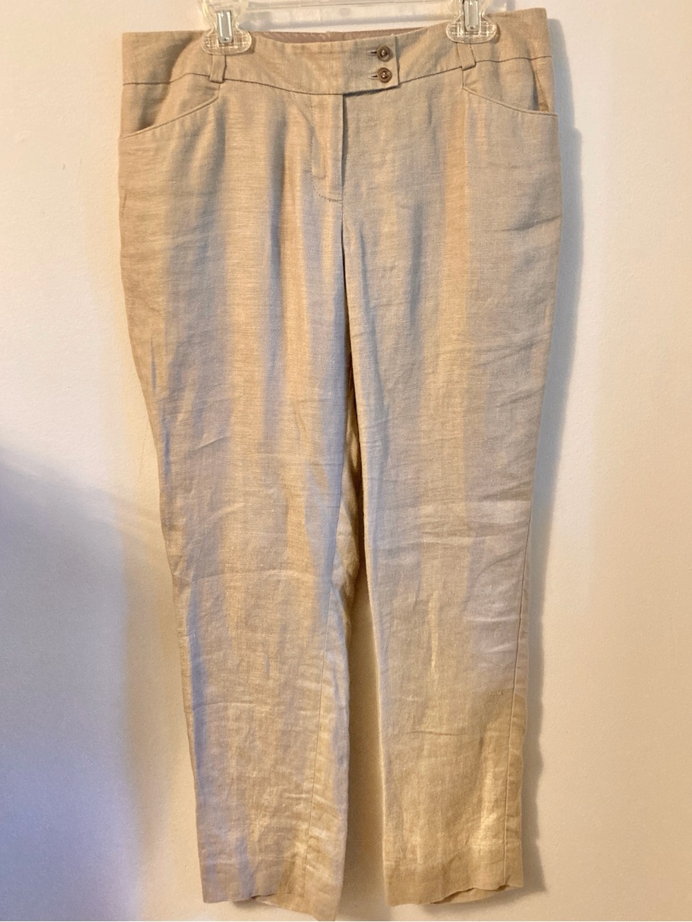 The Limited Tan Linen Straight Leg Pants Size 0 Tan Beige Sand Low Rise Classic